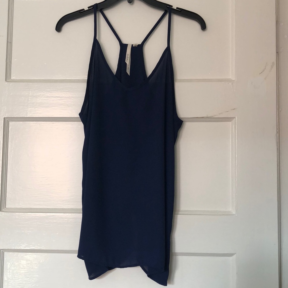 Navy tank with layered open back